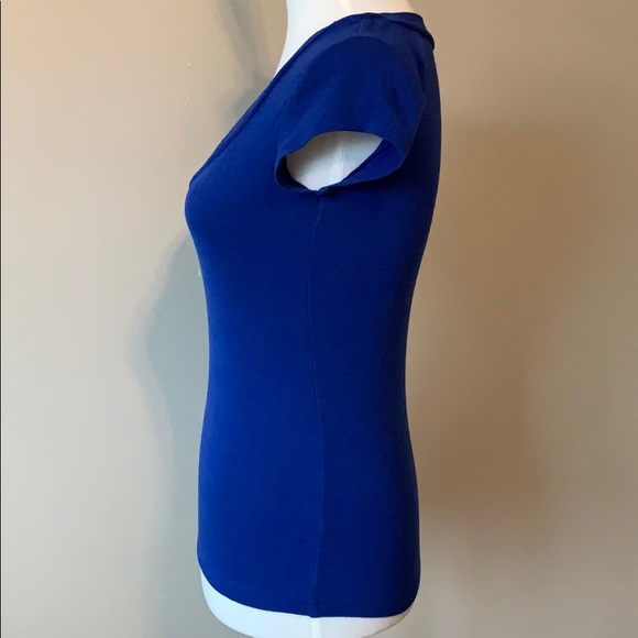 Express Blue V-Neck Top, Size XS - Picture 2 of 5